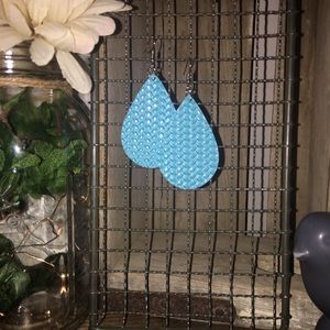 Island Blue Faux Leather Earrings